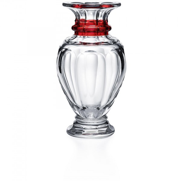 Baccarat Harcourt Balustre Vase Crystal Clear And Red