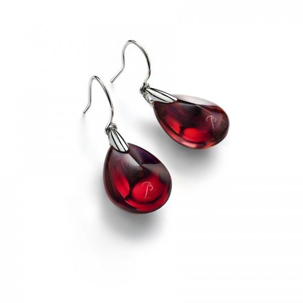 Baccarat Psydelic Iridescent Red Crystal Earring